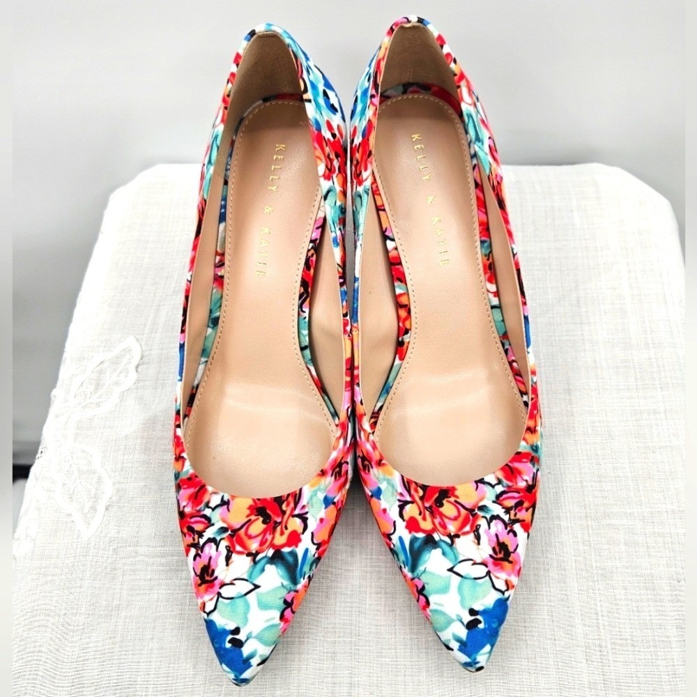 Kelly & Katie‎ Misha Red Multi Watercolor Flower Print 9.5 - Picture 8 of 9